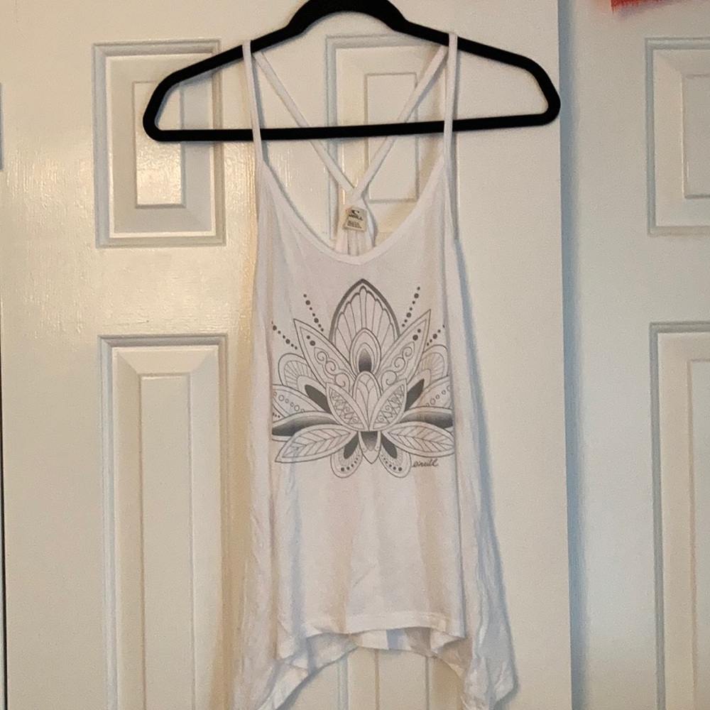 White tank top with lotus flower